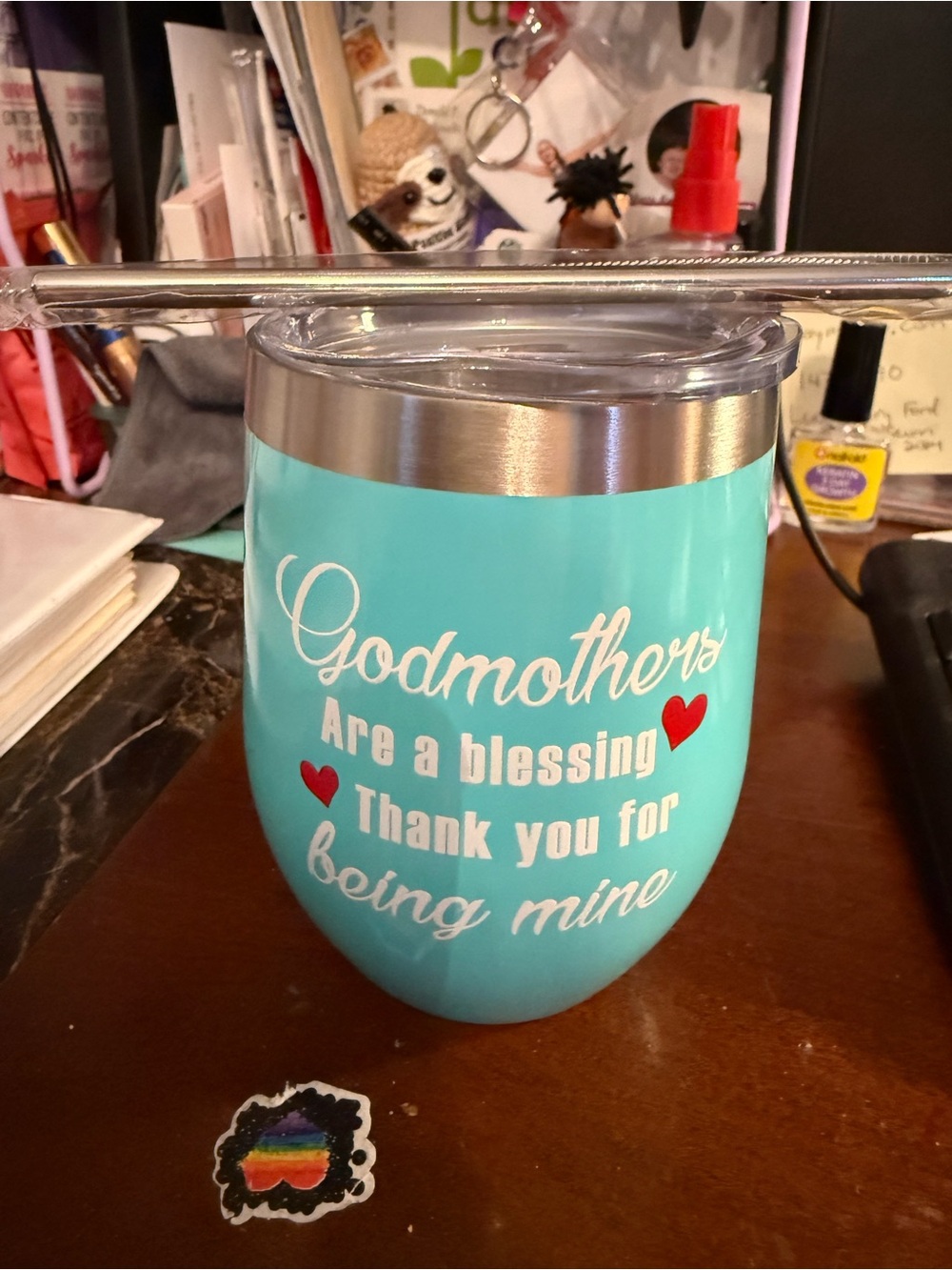 Turquoise 'Godmothers Are a Blessing' Insulated Tumbler - Gift
